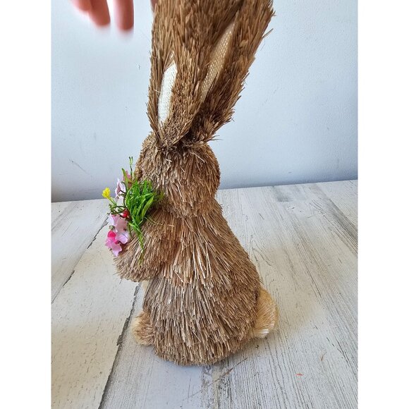 Vintage Pier sisal bottle brush rabbit bunny Easter spring cane flowers bouquet - Picture 3 of 9